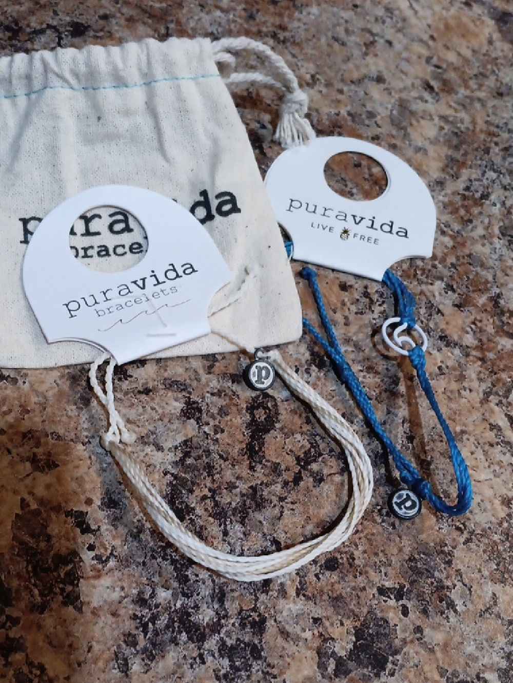 Two NWT and Bag Pura Vida Blue Braided Cord Bracelet